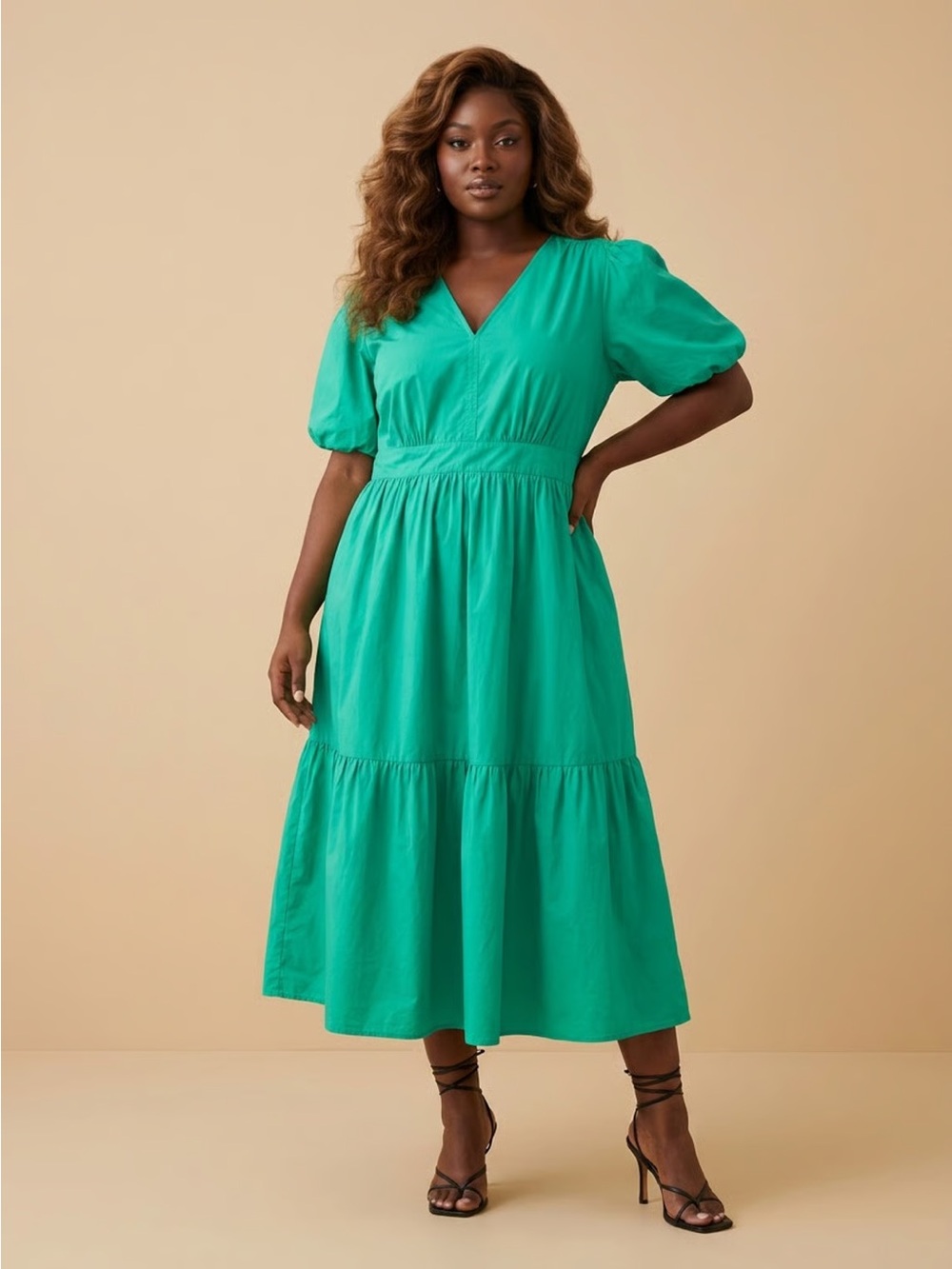 FRENCH CONNECTION Teal Puff-Sleeve Maxi Dress Sz XXL
